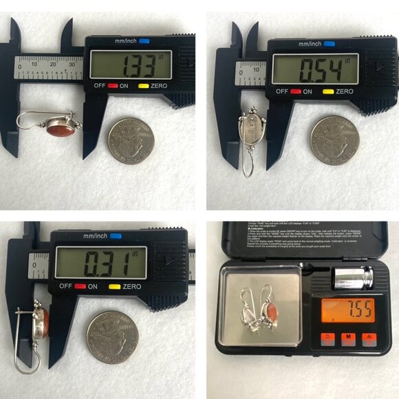 Suarti Sterling Silver 925 BA Oval Goldstone Dangle Kidney Wire Earrings - Picture 10 of 16